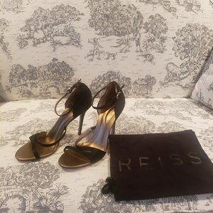 Strappy Reiss Heels Black and Gold